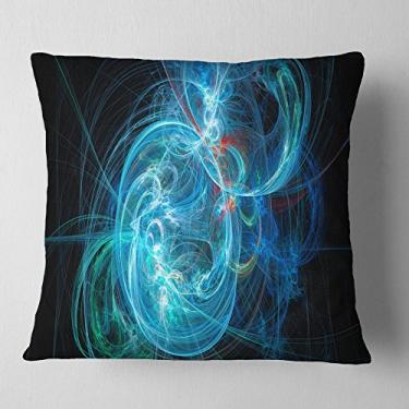 Imagem de Designart Manta abstrata de fio azul para sala de estar, sofá, enchimento de almofada de alta qualidade + capa de almofada impressa em ambos os lados 45,72 x 45,72 cm