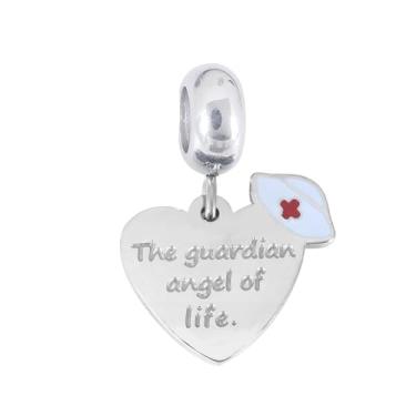 Imagem de BlingNuts Pingente de coração Rn anjo da vida presente para enfermeira pingente compatível com pulseiras Pandora Charms
