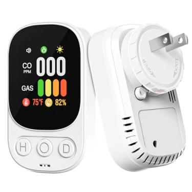 Imagem de 1 pacote com detector de monóxido de carbono 4 em 1 e alarme de gás combustível com tela colorida Ultra-HD para casa, trailer, cozinha – detector de vazamento de gás, monitor de temperatura e umidade