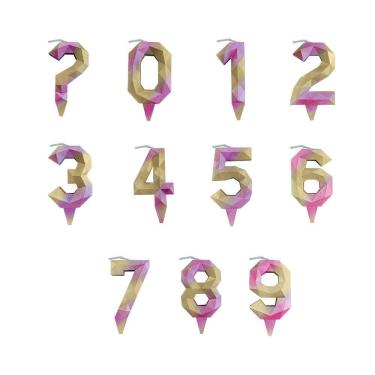 Imagem de Vela De Aniversário Diamante Rosa E Dourada Modelo 2