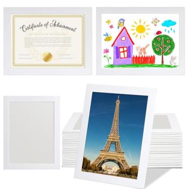 Imagem de Moldura de papel para diploma de 20 x 28 cm com janela de PVC de alta definição, suporte de documentos, porta-documentos, exibição de galeria, moldura de parede para mesa e parede (30, branco)