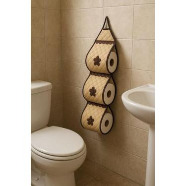Imagem de Porta Papel Higiênico Matelado Para Banheiro e Lavabo 3 Rolos - CACÁ E