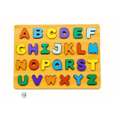 Imagem de Encaixe Divertido Letras Maiusculas Coloridas MDF Toymix Alfabeto Brin