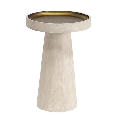 Imagem de Mesa de centro redonda com destaque, mesa lateral pequena de madeira maciça, mesa de cabeceira redonda para espaços pequenos, sala de estar, quarto, escritório, mesa de café, mesa de lanche, mesa