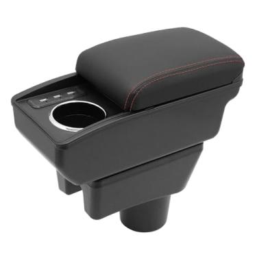 Imagem de YJYWZH Caixa de armazenamento de apoio de braço de carro para Mitsubishi Mirage Attrage 2014-2024 de camada dupla, organizador de console central de carro, caixa de apoio de braço com 6 portas USB e