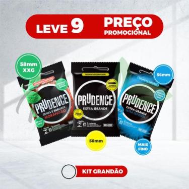 Imagem de Kit Grandão 9 Preservativos Camisinhas Tamanho Extra Grande Prudence