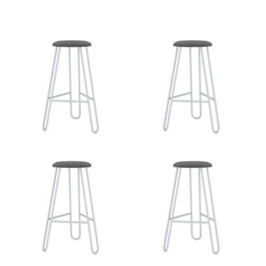 Imagem de Conjunto 4 Banquetas Altas Ginger com Estrutura Branca