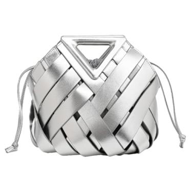 Imagem de Bolsas de mão modernas de tecido para mulheres, bolsa de alça superior com bolsa, bolsa tiracolo pequena, bolsa de ombro elegante, Prata, One Size