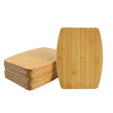 Imagem de Conjunto de 12, tábuas de corte de bambu atacado a granel - bandeja grande de madeira em branco de 38 x 28 cm, prato de charcutaria, tábua de cortar para presentes de gravação personalizados