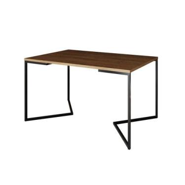 Imagem de Mesa Jantar Industrial Amêndoa Retangular 137X90Cm Base V Ferro Preto 