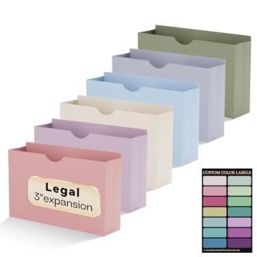 Imagem de NORDUN Jaquetas de arquivo de plástico tamanho legal, cor atualizada, pacote com 12 pastas de bolso Manilla, pasta de arquivo expansível de 7,6 cm para documentos, arquivos de bolso de expansão