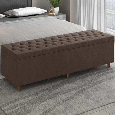 Imagem de Recamier Baú Estofado King 193cm Indra Veludo Marrom Z04 - Mpozenato, 