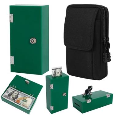 Imagem de Caixa de jogos de azar verde extra grande com 2 chaves, ranhura, bolsa de cintura, caixa portátil de cassino para dinheiro, cofre para jogadores, controle de jogos de azar, 1 pacote