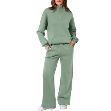Imagem de Moletom feminino Track Suits Aleumdr 2025, outono, algodão verde