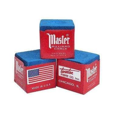 Imagem de 12 Giz Master Azul Original Usa Taco Sinuca Bilhar Snooker