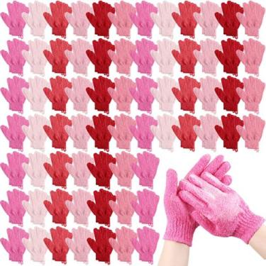 Imagem de Luvas de banho esfoliantes Cuffbow 90 unidades rosa de dupla face