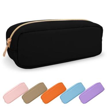 Imagem de Estojo de lápis UIXIZQ Bolsa de maquiagem de nylon impermeável preta