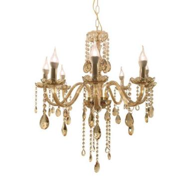 Imagem de Lustre Luminária De Cristal Ambar Luxo 8 Braços - Kh7