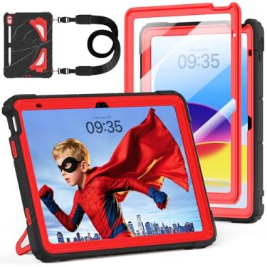 Imagem de Capa para iPad A16 11ª geração 11 polegadas 2025, Auorld para iPad 10ª geração 10 polegadas 2022 capa infantil meninos com protetor de tela alça de ombro dobrável suporte para lápis à prova de choque