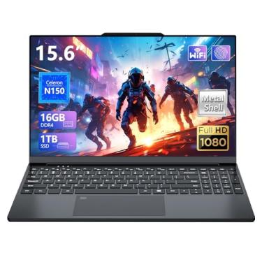 Imagem de AVENKA Laptop para jogos, laptop de 15,6 polegadas com processador N150 (até 3,6 GHz), 16 GB de RAM 1 TB SSD, teclado retroiluminado, FHD 1920 x 1080, Bluetooth, desbloqueio de impressão digital, Win