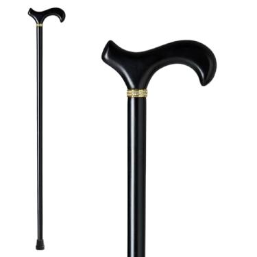 Imagem de Guyue bengala de madeira feita à mão para homens e mulheres, bengalas de cavalheiros, bengalas ergonômicas para idosos, bengala luxuosa de madeira maciça natural, perfeita para dar de presente (preto