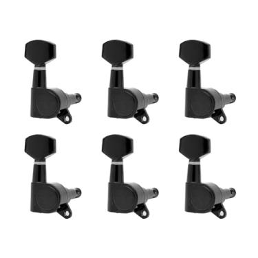Imagem de DIAO79NI 6 pinos de afinador de guitarra selados à mão direita, pinos de afinação de cordas quadradas grandes para guitarra elétrica Fender Strat Stratocaster Telecaster/guitarra elétrica (preto)