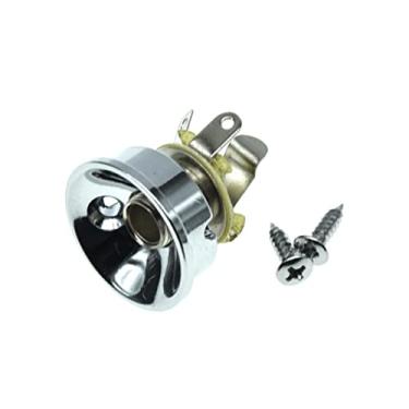 Imagem de Dopro Placa de tomada elétrica cromada de latão métrico com conector de saída mono de latão de níquel e parafusos para telecaster estilo importado