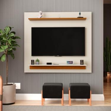 Imagem de Painel Murilo para TV até 43, MDP, Prateleiras, Sala Moderna, Compacto, Suspenso (Off)