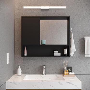 Imagem de Armário de Banheiro com Espelho, Nicho e Porta-Toalha – Duas Cores em 1, Moderno e Funcional (Preto)