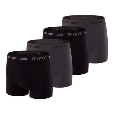 Imagem de Kit 4 Cuecas Box Masculina Sem Costura De Microfibra Trifil Lisa Básic