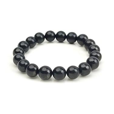 Imagem de LWQCHW Pulseira Shungite - Contas de pedra shungite pretas naturais, proteção de energia de cristal curativo, joias feitas à mão, 6mm 2pc, Shungite, shungite