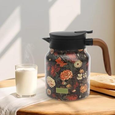 Imagem de KTZCTPCA Jarra térmica de grande capacidade de 1000 ml, jarra de água isolada de aço inoxidável 316, bule de chá isolado à prova de vazamento, cafeteira de viagem - bule de chá mantém a água ou quente