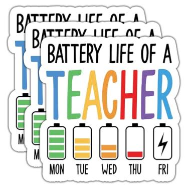Imagem de (3 peças) Adesivo de vida útil da bateria de um professor citações motivacionais para professores decalque adesivos de vinil à prova d'água adulto para laptop Kindle copo de carro garrafa de água