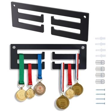 Imagem de ZFLYCANP 2 suportes para pendurar medalhas, prateleira de exibição de medalha de camada dupla com design minimalista simplificado, suporte de medalha de acrílico para parede, suporte de medalha para