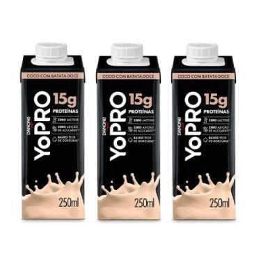 Imagem de Kit 3 Yopro Bebida Láctea Coco com Batata Doce 15g de Proteínas 250ml 