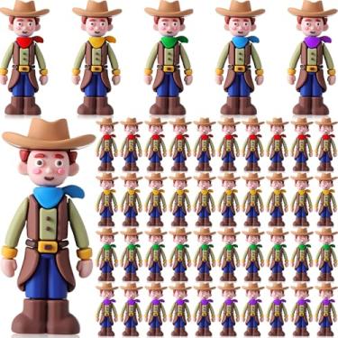 Imagem de Viozakanry 50 peças estatuetas de ação de cowboy 5 cm borracha rodeio ocidental lembrancinhas de festa do oeste selvagem, estátuas de cowman para esconde-esconde, adereços de presente, livro de festa