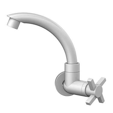 Imagem de Torneira Registro Para Cozinha De Parede Bica Baixa Móvel Modelo Módena Cor Branco Com Bitola De 1/2" - 3/4" Durín