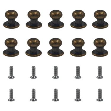 Imagem de STFRBTH 10 peças mini puxadores de cabeça redonda de 12 x 11 mm, puxadores de armário de bronze com parafusos de montagem, alça de metal vintage para caixa de joias, estojo de artesanato, gavetas