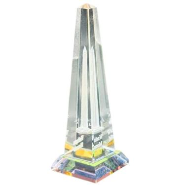 Imagem de Peso de papel de cristal Lil Finds, 13,3 cm, design arco-íris do monumento de Washington DC, lembrança decorativa de mesa