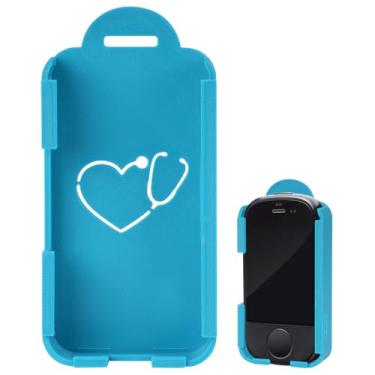 Imagem de Clipe de crachá compatível com suporte Vocera V5000, suporte seguro para crachá de enfermeira, ideal para proteger e transportar emblemas com design de padrão (azul)