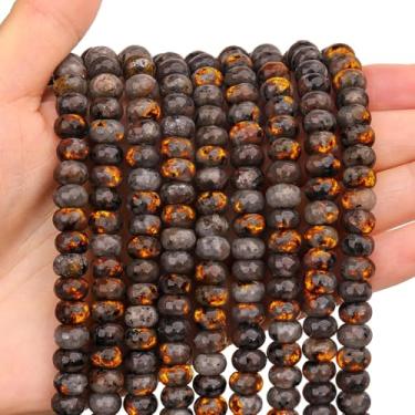 Imagem de BONNY BOXX 1 fio de pedras Yooperlite naturais de 5 * 8 mm contas de Rondelle, contas de pedra de disco de ábaco natural, pedra preciosa espaçadora solta para pulseira faça você mesmo, colar e fazer