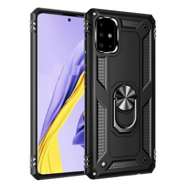 Imagem de SORAKA Capa para Samsung Galaxy A51 4G com suporte para anel Capa Slim Fit de TPU macio Capa Samsung Galaxy A51 4G com placa de metal para suporte magnético de telefone para carro