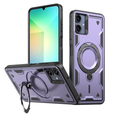 Imagem de SORAKA Capa para Samsung Galaxy A06 com suporte,compatível com MagSafe,Capa Samsung Galaxy A06 com chapa de ferro Capa resistente que absorve choques Proteção contra quedas de nível militar