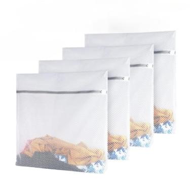 Imagem de Saco Para Lavar Roupa 50x60cm, Kit Protetor Para Roupas Delicadas E íNtimas, Uso Em Lavadora De Tanquinho E Frontal, Evita Danos E Enroscos(3 de 40x50 + 1 de 50x60cm)