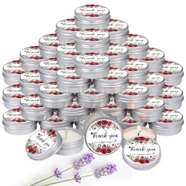 Imagem de MTLEE 50 peças de velas de casamento lembrancinhas de presente para convidados 28,3 g lavanda perfumada cera de soja velas de aromaterapia para chá de panela rústico convidados de festa de casamento