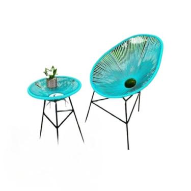 Imagem de Jogo Cadeira Mesa de Centro Fibra Sintética Decoração Área Externa (1 Acapulco+mesa centro Tiffany)