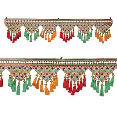 Imagem de Toran Artificial Design Guirlanda Porta Toran Decorativo Pendurado Bandanwar para Festas Casamento Indiano Puja Pooja Festival Tema Decoração Tradicional Bandhanwar Casa Entrada Templo Mandir (Tamanho