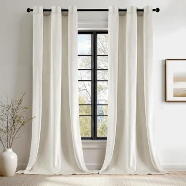 Imagem de ANRODUO Cortinas de veludo branco marfim 213 cm de comprimento, blecaute, isolamento térmico, à prova de som, cortinas de escurecimento de quarto, cortinas de janela com ilhós para quarto, sala de