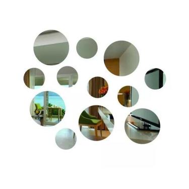 Imagem de Espelho Decorativo Redondo Sala Quarto Banheiro 12Peças