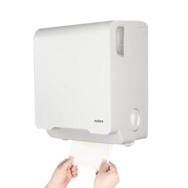Imagem de Dispenser de Papel Toalha Autocortante, Bobina, Branco, Nobre, para Banheiros Comerciais e Residenciais